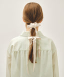 REGULAR LOGO SATIN HAIR RIBBON SCRUNCHIE 2PACK IN IVORY image 4
