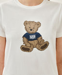 W DOODLE BEAR TEE IN WHT/ BEG image 4