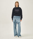 W LAYERED SKIRT DENIM PANTS IN LIGHT BLUE image 4