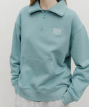 CLASSIC LOGO HALF ZIPUP SWEATSHIRT IN MINT GREY image 4