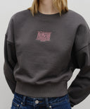 W SMALL CLASSIC LOGO CROP SWEATSHIRT IN CHARCOAL GREY image 4