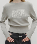 W CLASSIC LOGO CROP KNIT IN MELANGE GRAY image 4