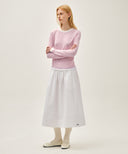 W COTTON WAIST WRINKLE SKIRT IN WHITE image 4