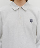 CREST LOGO JERSEY POLO LONG SLEEVE IN LIGHT HEATHER GREY image 4