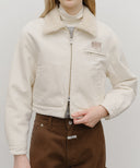 W CROP SHEARLING DENIM JACKET IN ECRU image 4