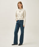 W HIGH STRAIGHT DENIM PANTS IN DARK BLUE image 4