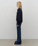 W HIGH-RISE FLARED DENIM PANTS IN BLUE image 4