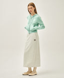 W CLASSIC LOGO SWEAT LONG SKIRT IN OATMEAL image 4