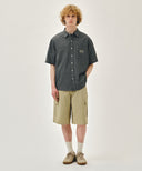 M CHECK HALF SLEEVE SHIRT IN DARK NAVY image 11