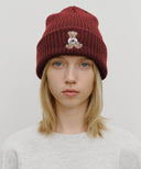 DOODLE BEAR BEANIE IN BURGUNDY image 5