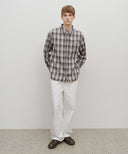CLASSIC LOGO OMBRE CHECK SHIRT IN BROWN