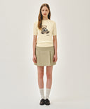 W DOODLE BEAR HALF KNIT PULLOVER IN IVORY image 5