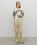 W STRIPE POLO KNIT IN IVORY image 5
