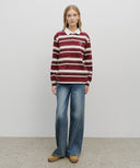 STRIPE COLLAR LONG SLEEVE IN BURGUNDY image 5