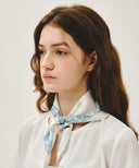 SUMMER PATTERN SILK SCARF IN IVORY image 5