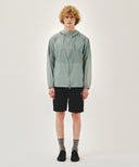 HOODED PACKABLE NYLON JACKET IN MINT GREY image 5