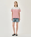 BLOCK STRIPE TEE IN RED image 5