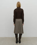 W SIDE BUCKLE PLEATED MIDI SKIRT IN BROWN image 8