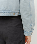 W CROP SHEARLING DENIM JACKET IN LIGHT BLUE image 5