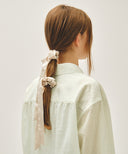 REGULAR LOGO SATIN HAIR RIBBON SCRUNCHIE 2PACK IN IVORY image 5