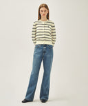 W STRIPE KNIT CARDIGAN IN IVORY image 5