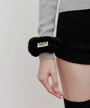 CLASSIC LOGO FUR SCRUNCHIE IN BLACK image 5