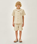 KIDS SEERSUCKER HALF SHIRT IN LIGHT BEIGE image 5