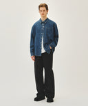 UNI BASIC DENIM SHIRT IN BLUE image 5