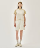 W SMALL REGULAR LOGO RAGLAN CROP TEE IN BUTTER image 5