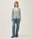 SMALL CLASSIC LOGO V-NECK KNIT CARDIGAN IN GRAY image 5