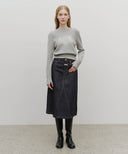 W CLASSIC LOGO CROP KNIT IN MELANGE GRAY image 5