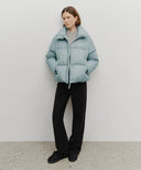 W WIDE COLLAR DOWN JACKET IN ASH BLUE image 5