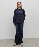 CREST LOGO JERSEY POLO LONG SLEEVE IN NAVY image 5