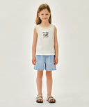 KIDS WAFFLE RINGER SLEEVELESS IN IVORY image 5