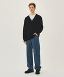 SMALL CLASSIC LOGO V-NECK KNIT CARDIGAN IN BLACK image 5