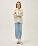 STRIPE PIQUE LONG SLEEVE TEE IN IVORY image 5