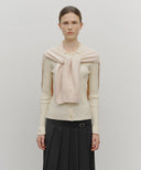 CIRCLE LOGO SHAWL MUFFLER IN BEIGE image 5