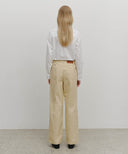 W COTTON CURVED LINE PANTS IN BEIGE image 5