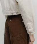 W CROP SHEARLING DENIM JACKET IN ECRU image 5