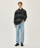 WASHED DENIM COLLAR LONG SLEEVE TEE IN CHARCOAL GREY image 5