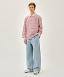 STRIPE PIQUE LONG SLEEVE TEE IN PINK image 5