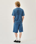 OUTLINE CLASSIC LOGO DYEING BERMUDA SWEAT SHORTS IN BLUE image 5