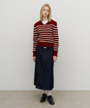 W STRIPE POLO KNIT IN BURGUNDY image 8