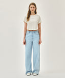 W SILVER LETTERING CROP TEE IN IVORY image 5