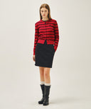 W STRIPE KNIT CARDIGAN IN RED image 5