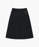 W SIDE BUCKLE PLEATED MIDI SKIRT IN CHARCOAL GREY image 5