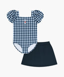 KIDS W CHECK SWIM SUIT IN NAVY image 5