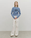 W CLASSIC LOGO CROP KNIT IN ASH BLUE image 5
