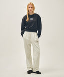 W FLOWER CLASSIC LOGO CROP SWEATSHIRT IN CHARCOAL GREY image 5