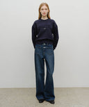 W RAW EDGE APPLIQUE LOGO CROP SWEATSHIRT IN NAVY image 5